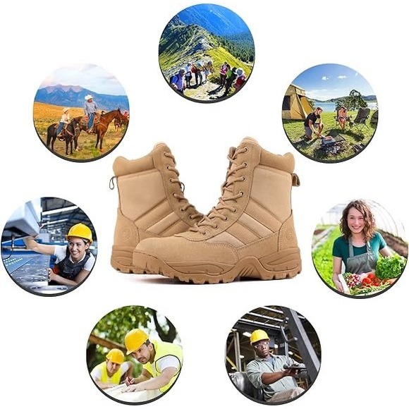 Jacata H20514 Mens Tactical Military Work Boots Sand Tan Suede Side Zip Sz 10.5 - Picture 10 of 14